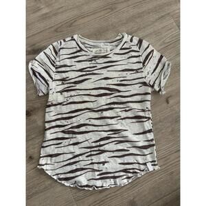 Free People We The Free Be My Baby Tee in Brown Zebra Print Size Small NWOT